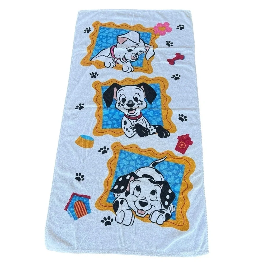 VTG Disney 101 Dalmatians Beach Towel Franco 100% Cotton Made In Brazil 27x53